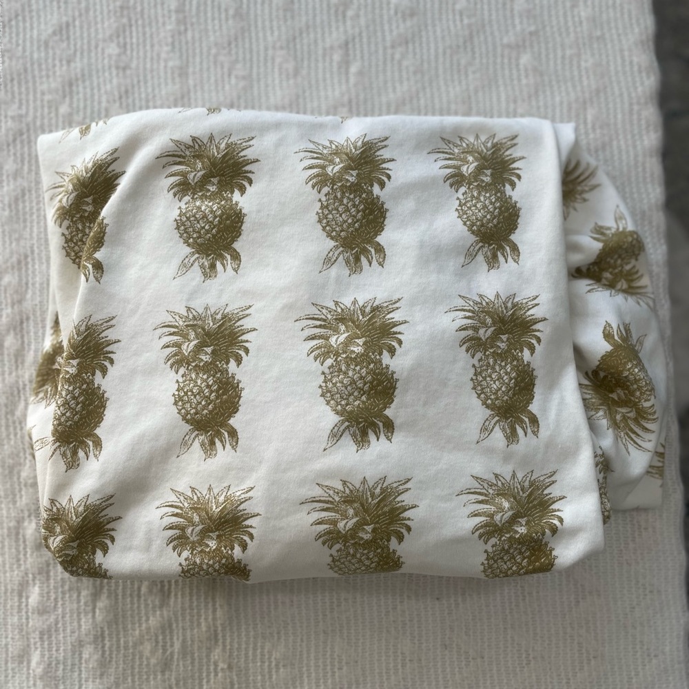 Kate Quinn White and Gold Pineapple Print Fabric
